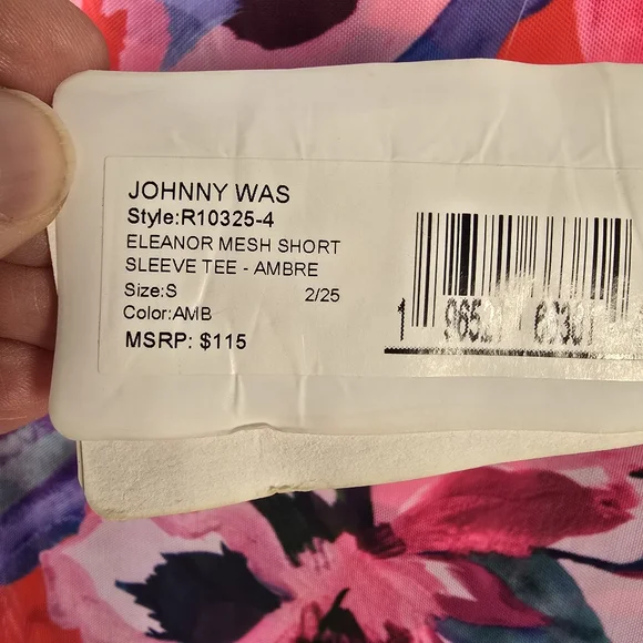NWT Johnny Was Eleanor Crewneck Short Sleeve Floral- Print Mesh Tee Size Small - Picture 10 of 13